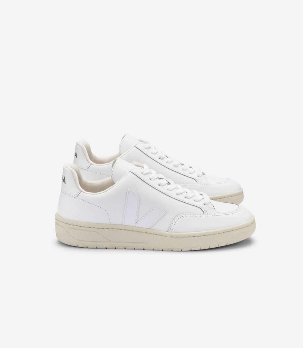 Veja Trainers Womens White - V-12 Leather - ROIZ-70854